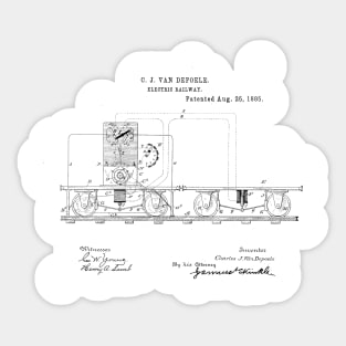 Electric Railway Vintage Patent Hand Drawing Sticker